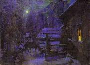 Konstantin Alekseevich Korovin Moonlit Night. Winter oil painting artist
